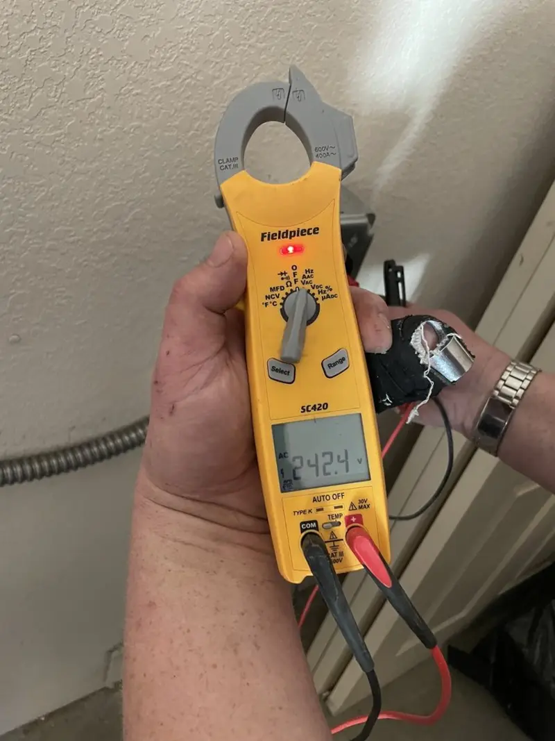 Voltage testing with clamp meter during Generator Installation in Connoquenessing
